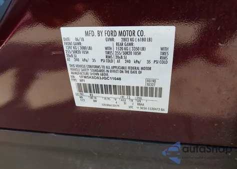 2018 Ford Explorer Xlt from USA, damaged, VIN 1FM5K8D83JGC11048